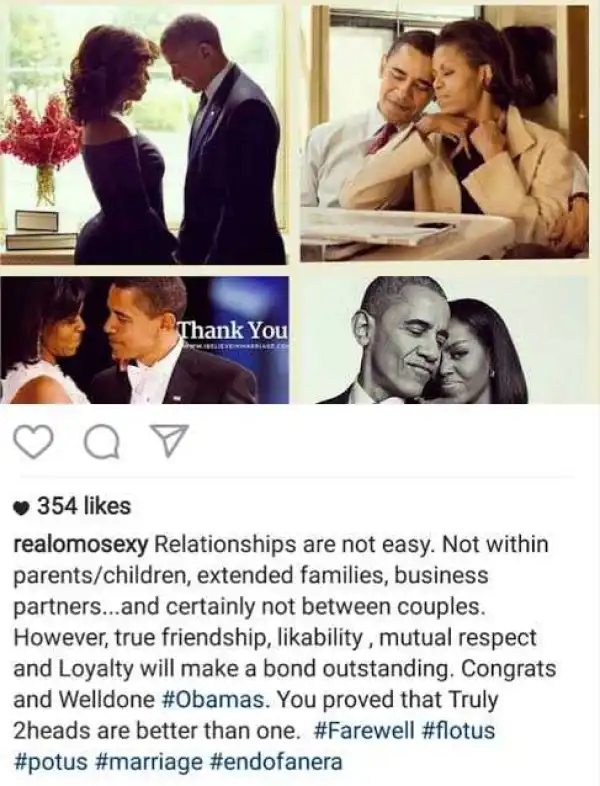 Relationships are not easy - OmotalaJalade as she shares photos of the Obamas